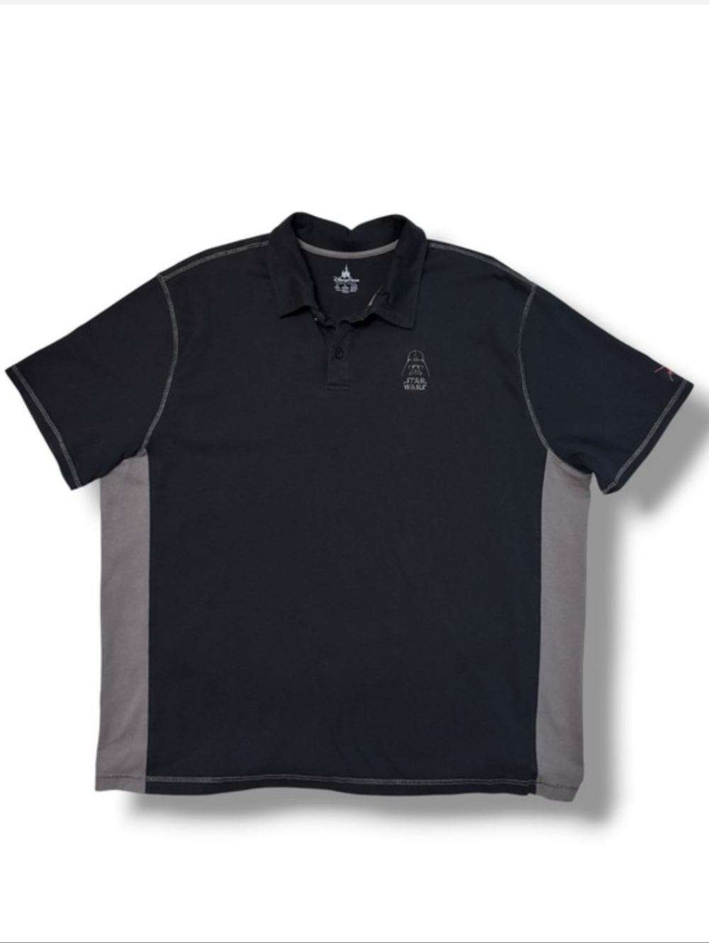 DISNEY Black & Grey Cotton Polo Star Wars Darth Vader Embroidered Size XXL